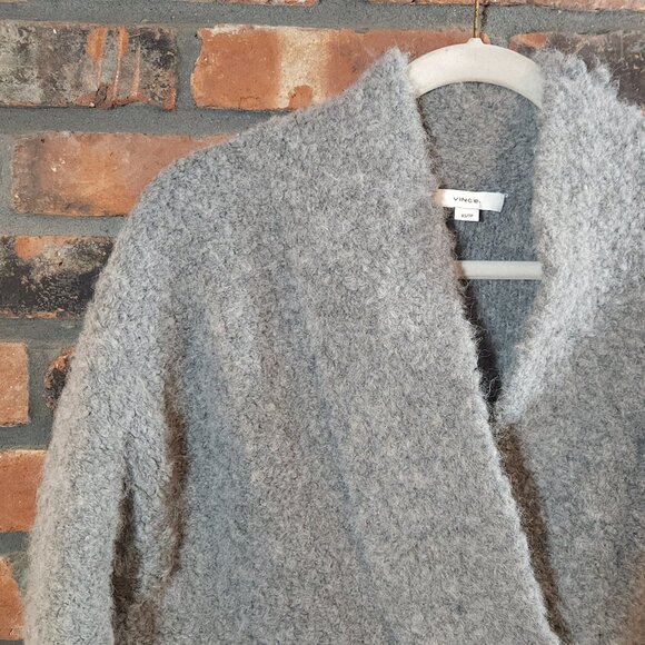Vince Gray Crimped Shawl Collar Sweater Cozy Oversized Alpaca Blend Women's XS - Picture 7 of 10